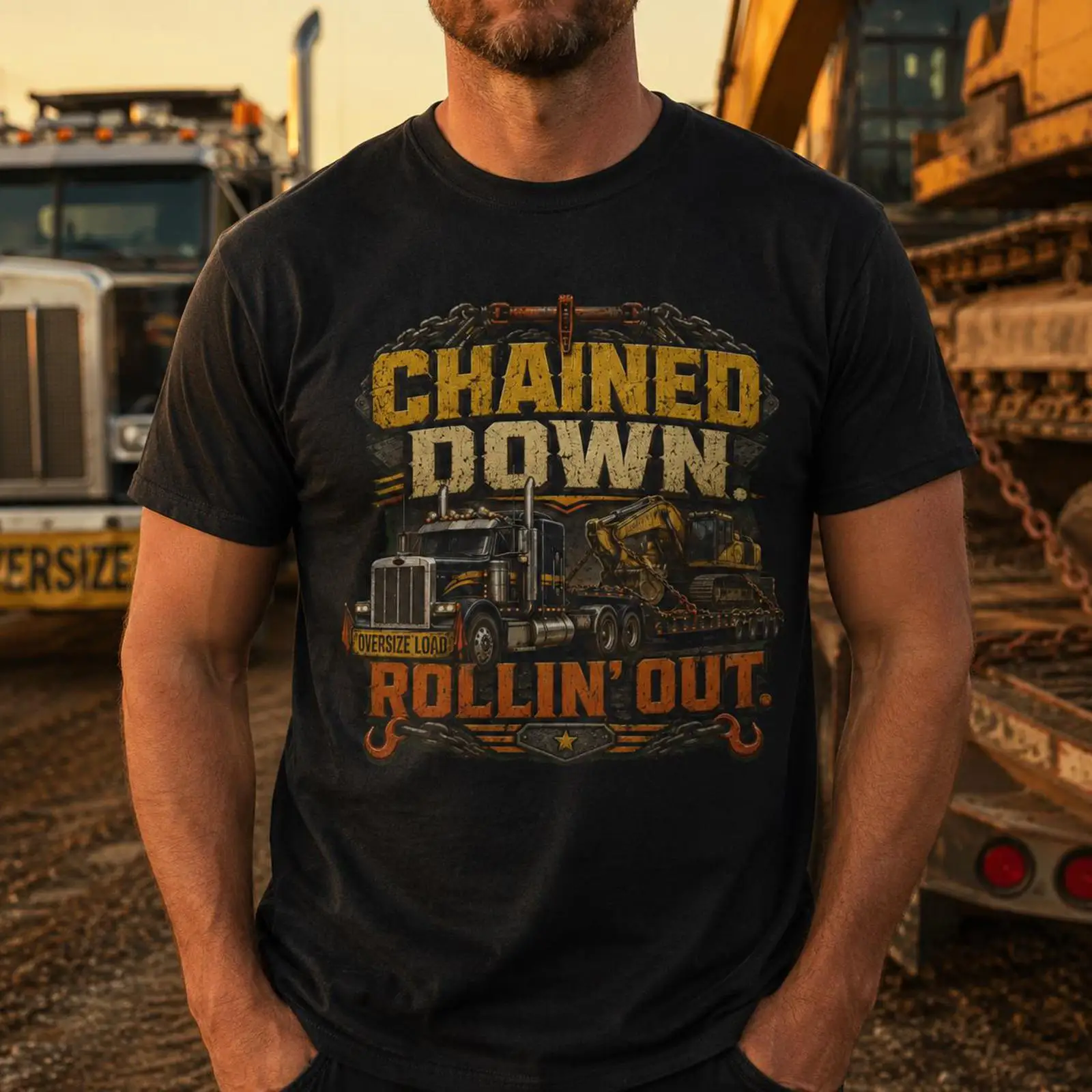 Heavy Equipment Hauler - Heavy Haul Driver T Shirt Chained