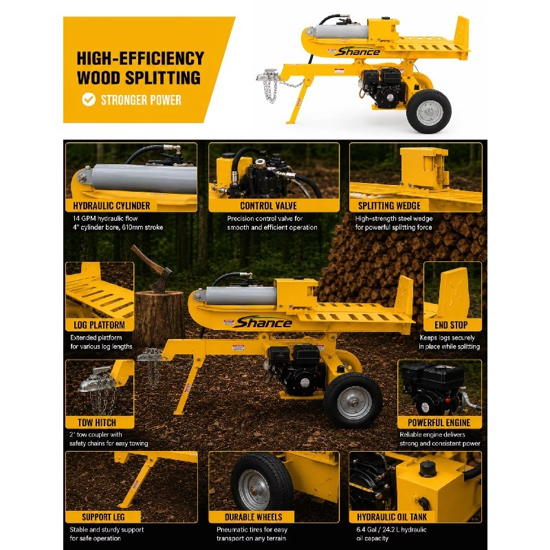 Electric Hydraulic Log Splitte - Heavy Equipment Processor ulasan dan harga