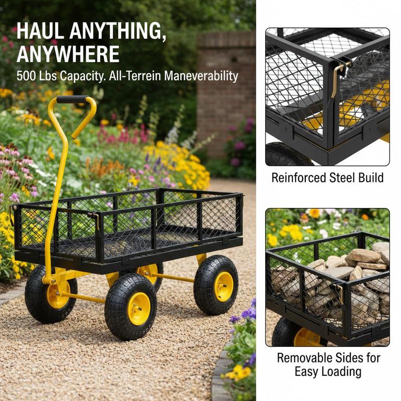 Steel Garden Cart 500 Lbs For  - Heavy Equipment Yard ulasan dan harga