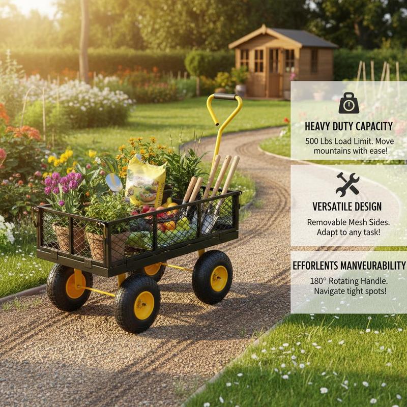 Steel Garden Cart 500 Lbs For  - Heavy Equipment Yard ulasan dan harga